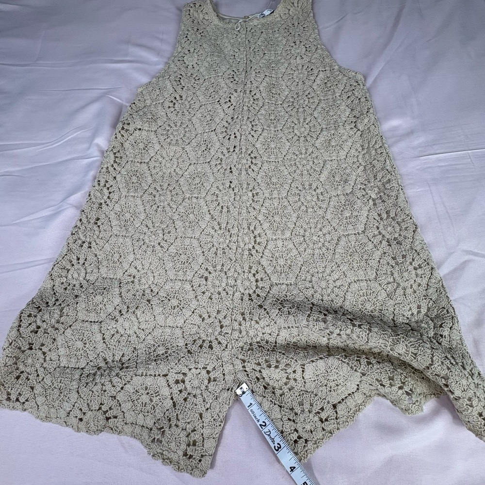 Zara Beige Textured Lace Blouse